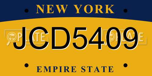 JCD5409 New York License Plate