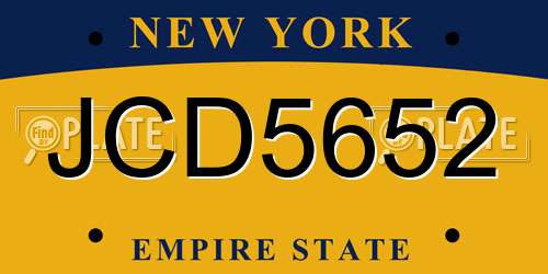 JCD5652 New York License Plate