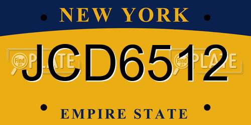 JCD6512 New York License Plate