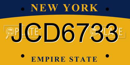 JCD6733 New York License Plate