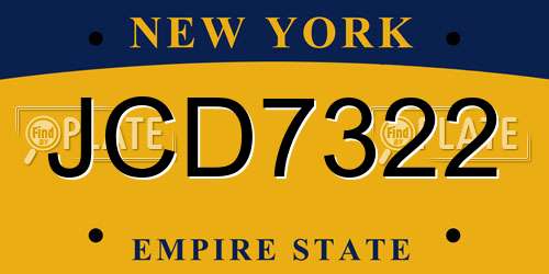 JCD7322 New York License Plate