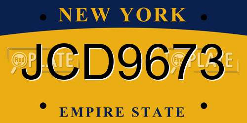 JCD9673 New York License Plate