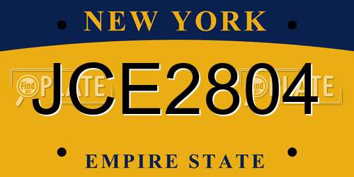 JCE2804 New York License Plate