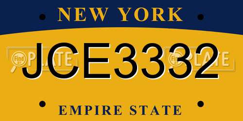 JCE3332 New York License Plate