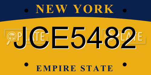 JCE5482 New York License Plate