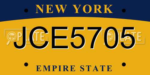 JCE5705 New York License Plate