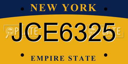 JCE6325 New York License Plate