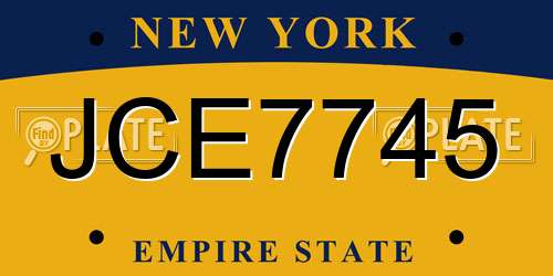 JCE7745 New York License Plate