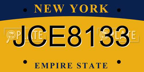 JCE8133 New York License Plate