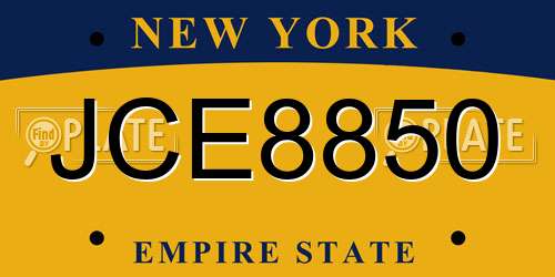 JCE8850 New York License Plate