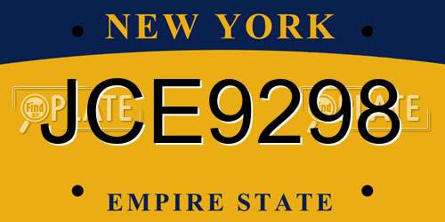 JCE9298 New York License Plate