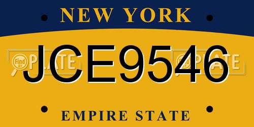 JCE9546 New York License Plate