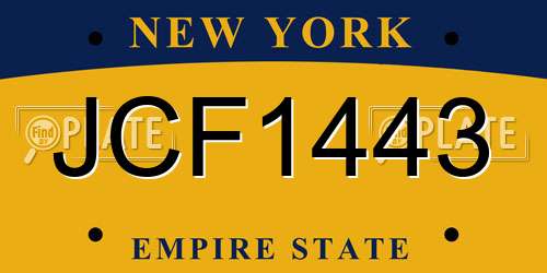 JCF1443 New York License Plate