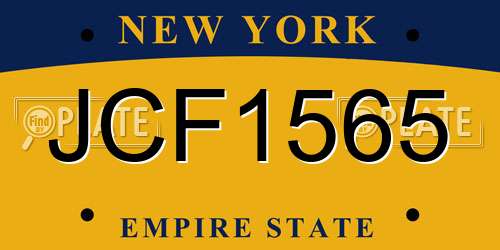 JCF1565 New York License Plate