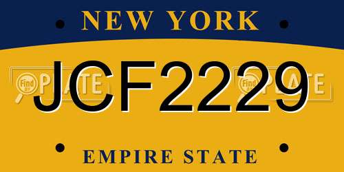 JCF2229 New York License Plate