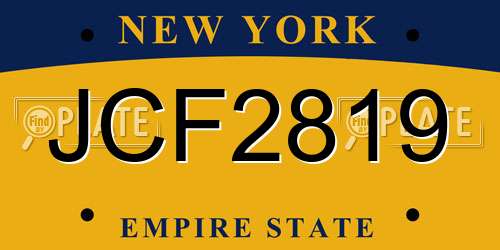 JCF2819 New York License Plate