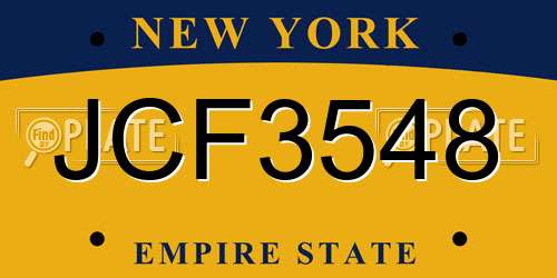 JCF3548 New York License Plate