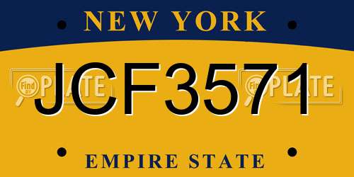 JCF3571 New York License Plate