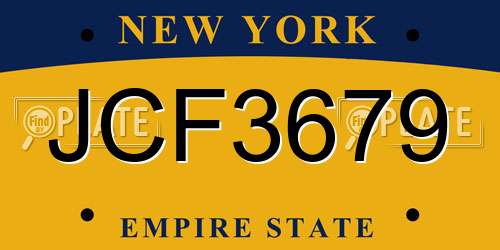 JCF3679 New York License Plate