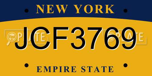 JCF3769 New York License Plate