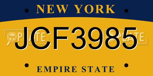 JCF3985 New York License Plate