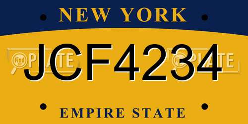 JCF4234 New York License Plate