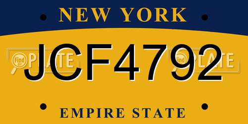 JCF4792 New York License Plate
