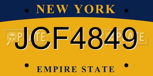 JCF4849 New York License Plate