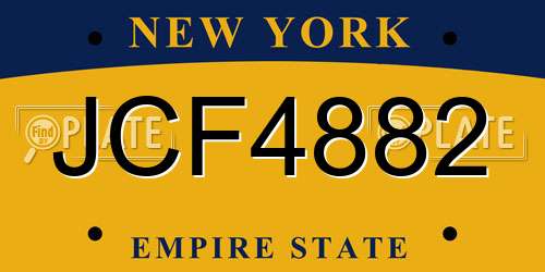 JCF4882 New York License Plate