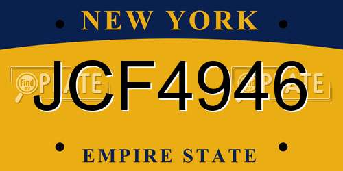 JCF4946 New York License Plate