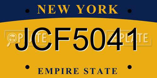 JCF5041 New York License Plate