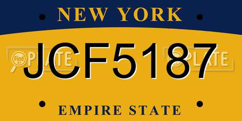 JCF5187 New York License Plate