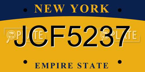 JCF5237 New York License Plate