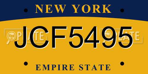 JCF5495 New York License Plate