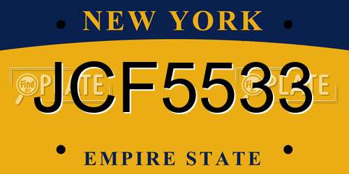 JCF5533 New York License Plate