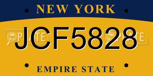 JCF5828 New York License Plate