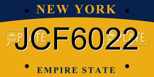 JCF6022 New York License Plate