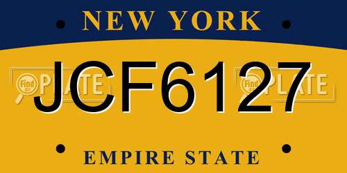 JCF6127 New York License Plate