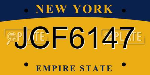 JCF6147 New York License Plate