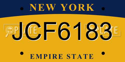 JCF6183 New York License Plate