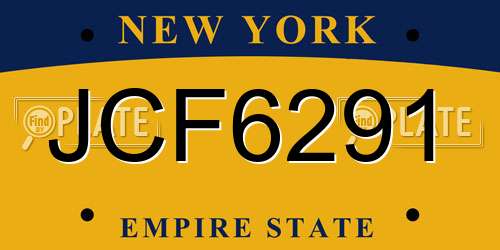 JCF6291 New York License Plate