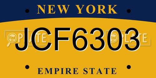 JCF6303 New York License Plate