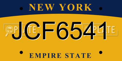 JCF6541 New York License Plate