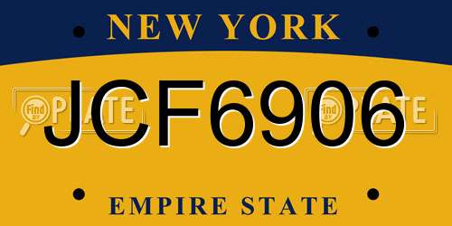 JCF6906 New York License Plate