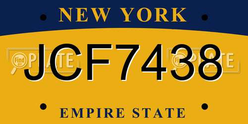 JCF7438 New York License Plate