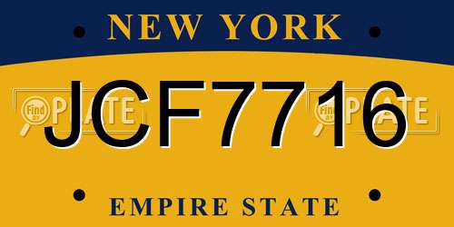 JCF7716 New York License Plate