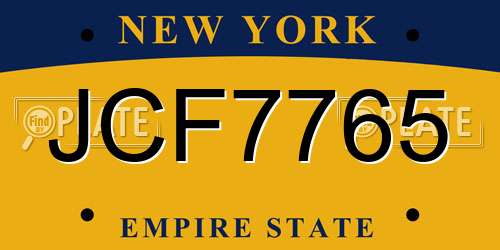 JCF7765 New York License Plate