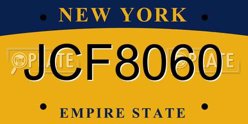 JCF8060 New York License Plate