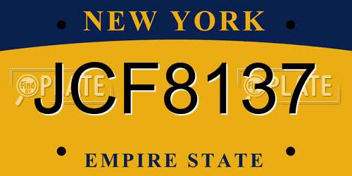 JCF8137 New York License Plate