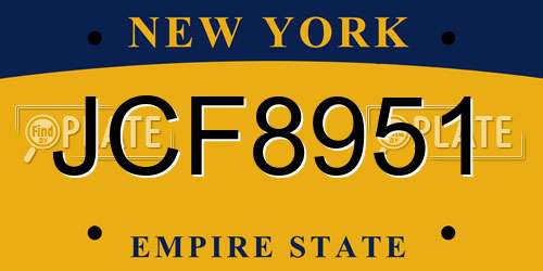 JCF8951 New York License Plate
